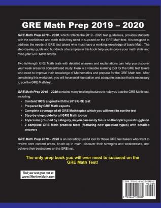 GRE Math Prep 2019 - 2020: Step-By-Step GRE Math Study Guide