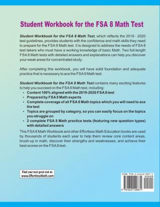 Student Workbook for the FSA 8 Math Test: Complete coverage of all FSA 8 Math topics + Practice Tests