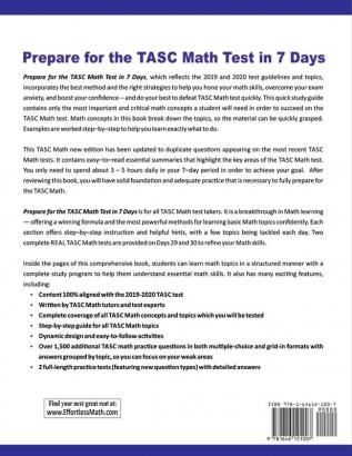 Prepare for the TASC Math Test in 7 Days: A Quick Study Guide with Two Full-Length TASC Math Practice Tests