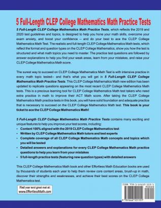 5 Full-Length CLEP College Mathematics Practice Tests: The Practice You Need to Ace the CLEP College Mathematics Test