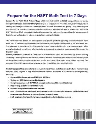 Prepare for the HSPT Math Test in 7 Days: A Quick Study Guide with Two Full-Length HSPT Math Practice Tests