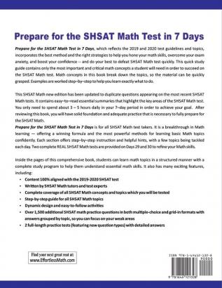 Prepare for the SHSAT Math Test in 7 Days: A Quick Study Guide with Two Full-Length SHSAT Math Practice Tests