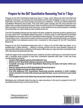 Prepare for the DAT Quantitative Reasoning Test in 7 Days: A Quick Study Guide with Two Full-Length DAT Quantitative Reasoning Practice Tests