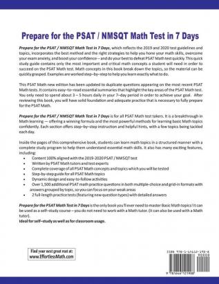 Prepare for the PSAT / NMSQT Math Test in 7 Days: A Quick Study Guide with Two Full-Length PSAT Math Practice Tests