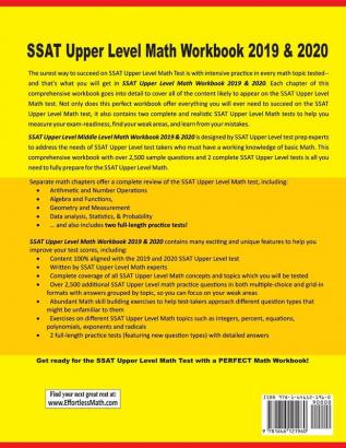 SSAT Upper Level Math Workbook 2019 & 2020: Extra Practice for an Excellent Score + 2 Full Length SSAT Upper Level Math Practice Tests