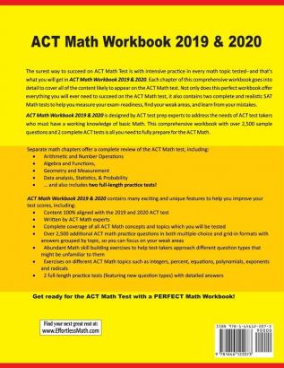 ACT Math Workbook 2019 & 2020: Extra Practice for an Excellent Score + 2 Full Length GED Math Practice Tests