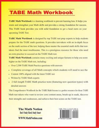 TABE Math Workbook: Essential Learning Math Skills Plus Two Complete TABE Math Practice Tests