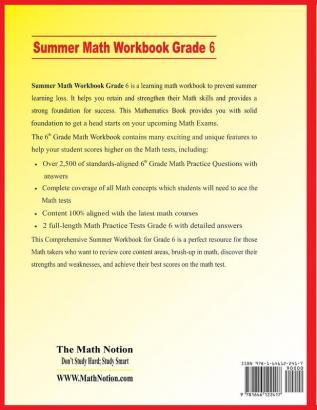 Summer Math Workbook Grade 6: Essential Learning Math Skills Plus Two Complete Math Practice Tests