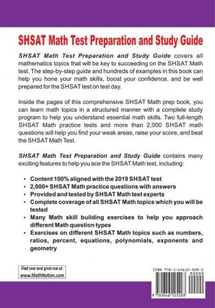 SHSAT Math Test Preparation and study guide: The Most Comprehensive Prep Book with Two Full-Length SHSAT Math Tests