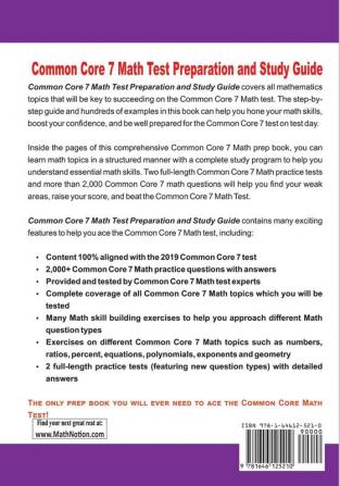 Common Core 7 Math Test Preparation and Study Guide