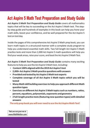 ACT Aspire 5 Math Test Preparation and Study Guide: The Most Comprehensive Prep Book with Two Full-Length ACT Aspire Math Tests