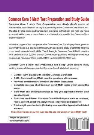 Common Core 6 Math Test Preparation and Study Guide: The Most Comprehensive Prep Book with Two Full-Length Common Core Math Tests