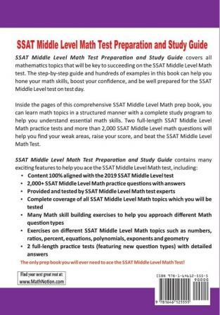 SSAT Middle Level Math Test Preparation and Study Guide: The Most Comprehensive Prep Book with Two Full-Length SSAT Middle Level Math Tests