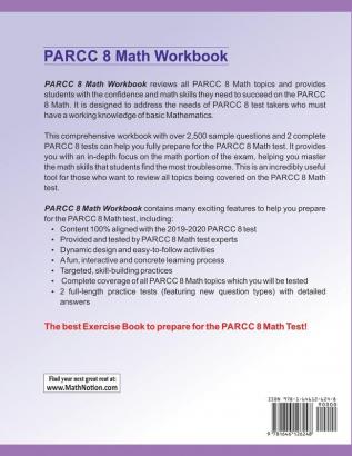 PARCC Math Workbook: 8th Grade Math Exercises Activities and Two Full-Length PARCC Math Practice Tests