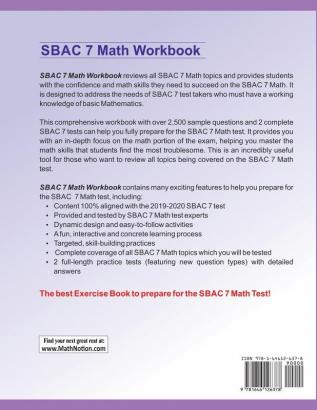 SBAC Math Workbook: 7th Grade Math Exercises Activities and Two Full-Length SBAC Math Practice Tests