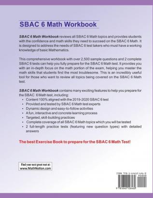 SBAC Math Workbook: 6th Grade Math Exercises Activities and Two Full-Length SBAC Math Practice Tests