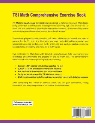 TSI Math Comprehensive Exercise Book: Abundant Math Skill Building Exercises