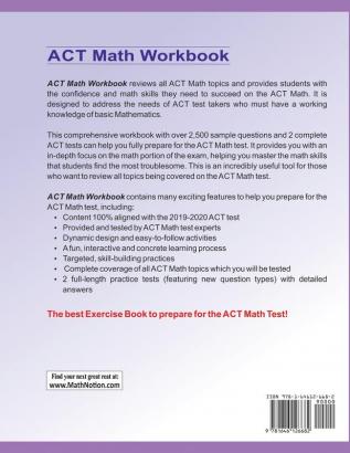 ACT Math Workbook: Exercises Activities and Two Full-Length ACT Math Practice Tests