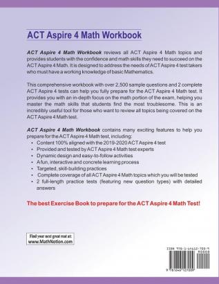 ACT Aspire Math Workbook: 4th Grade Math Exercises Activities and Two Full-Length ACT Aspire Math Practice Tests