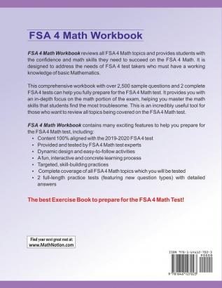 FSA Math Workbook: 4th Grade Math Exercises Activities and Two Full-Length FSA Math Practice Tests