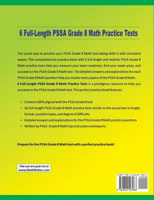 6 Full-Length PSSA Grade 8 Math Practice Tests: Extra Test Prep to Help Ace the PSSA Math Test