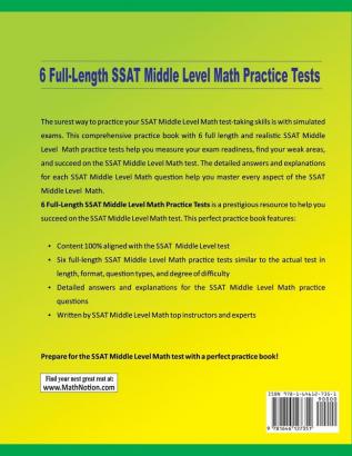 6 Full-Length SSAT Middle Level Math Practice Tests: Extra Test Prep to Help Ace the SSAT Middle Level Math Test