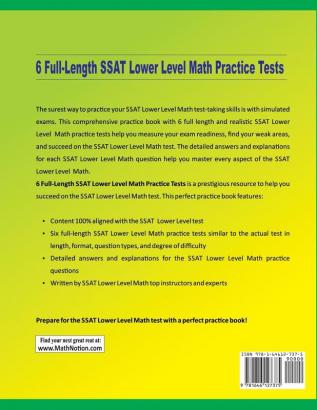 6 Full-Length SSAT Lower Level Math Practice Tests: Extra Test Prep to Help Ace the SSAT Lower Level Math Test