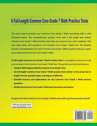 6 Full-Length Common Core Grade 7 Math Practice Tests: Extra Test Prep to Help Ace the Common Core Grade 7 Math Test