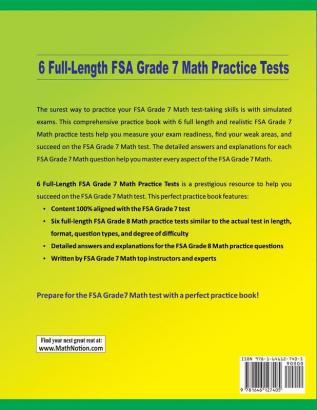 6 Full-Length FSA Grade 7 Math Practice Tests: Extra Test Prep to Help Ace the FSA Grade 7 Math Test