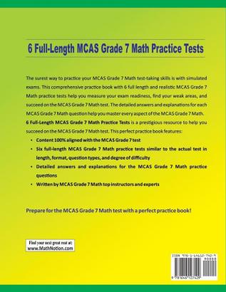 6 Full-Length MCAS Grade 7 Math Practice Tests: Extra Test Prep to Help Ace the MCAS Grade 7 Math Test