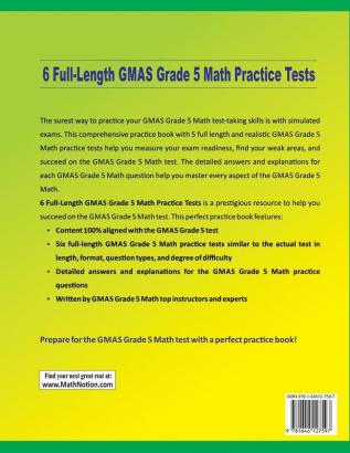 6 Full-Length Georgia Milestones Assessment System Grade 5 Math Practice Tests: Extra Test Prep to Help Ace the GMAS Grade 5 Math Test