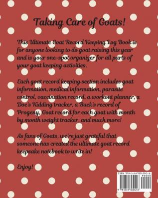 Goat Record Keeping Log Book: Farm Management Log Book - 4-H and FFA Projects - Beef Calving Book - Breeder Owner - Goat Index - Business Accountability - Raising Dairy Goats