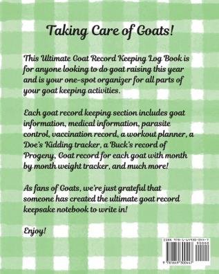 Goat Farm Record Book: Farm Management Log Book - 4-H and FFA Projects - Beef Calving Book - Breeder Owner - Goat Index - Business Accountability - Raising Dairy Goats