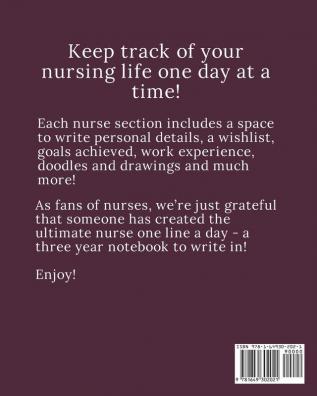 Nurse One Line A Day One Year Diary: Memory Journal - Daily Events - Graduation Gift - Morning - Midday - Evening Thoughts - RN - LPN Graduation Gift