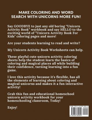 Unicorn Activity Book For Kids Ages 4-8: Easy Non Fiction Juvenile Activity Books Alphabet Books