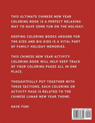 Chinese New Year Activity Coloring Book For Kids: 2021 Year of the Ox - Juvenile - Activity Book For Kids - Ages 3-10 - Spring Festival