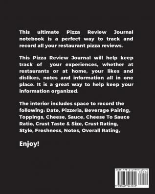 Record & Rank Restaurant Reviews Expert Pizza Foodie Prompted Pages Remembering Your Favorite Slice Gift Log Book