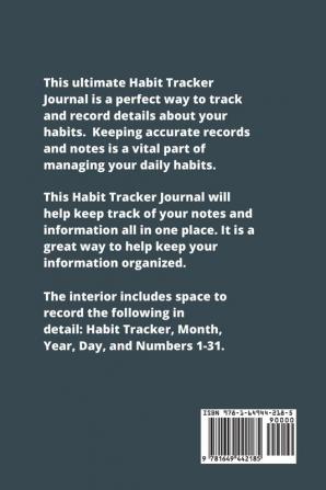 Habit Tracker: Daily & Monthly Track Your Habits Grid Planner Undated Calendar Month Journal Notebook Book