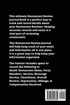 Restaurant Review Journal: Record & Review Notes Write Restaurants Reviews Details Log Gift Book Notebook Diary