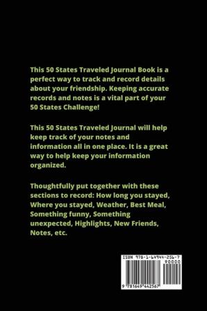 50 States Traveled Journal: Visiting Fifty United States Travel Challenge Notebook Road Trip Gift For Adults & Kids Book Log