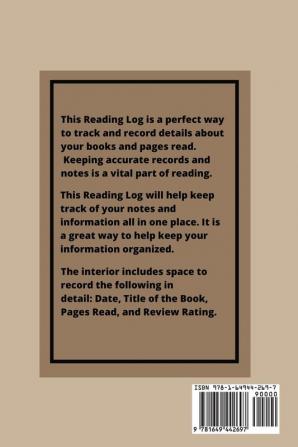 Reading Log: Record Review & Track Books & Pages Read Book Lovers Gift Journal