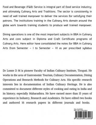 Dining Operations for Culinary Arts : Detailed Food and Beverage Service notes as per syllabus for BBA in Culinary Arts Students