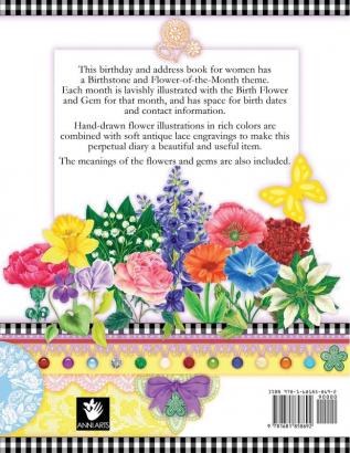 Birthday Book with Birth Flowers and Gems: A Perpetual Diary with Birthstone and Flower-of-the-Month