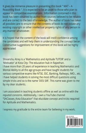 Mental Ability Test: A Reasoning Book For Ntse/Ssc/Railway/Banking & All Other Competitive Examinations: A Reasoning Book For Ntse/Ssc/Railway/Banking And All Other Competitive Examinations
