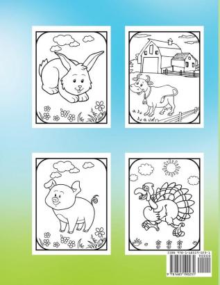 Farm Animals Coloring Book for Kids: A Cute Easy Coloring Book Educational Farm Animal Activity Book For Boys And Girls Ages 4+