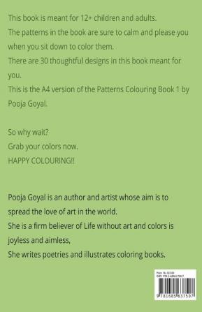 Patterns Coloring Book 1 A4 : For 12+ and Adults