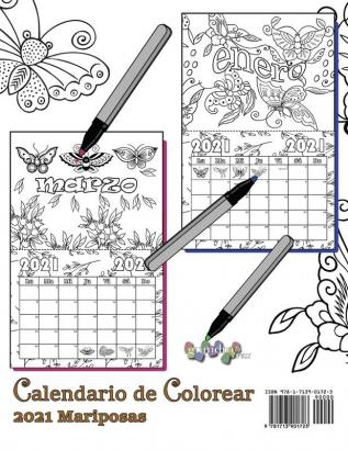 Calendario de Colorear 2021 Mariposas