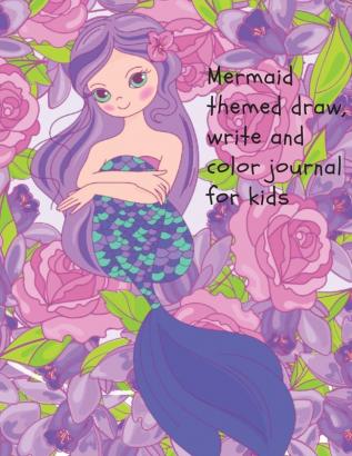 Mermaid themed draw write and color journal for kids