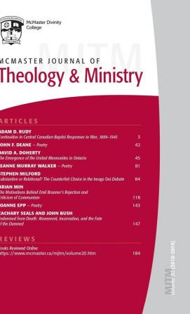 McMaster Journal of Theology and Ministry: Volume 20 2018-2019