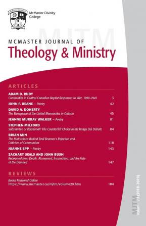 McMaster Journal of Theology and Ministry: Volume 20 2018-2019